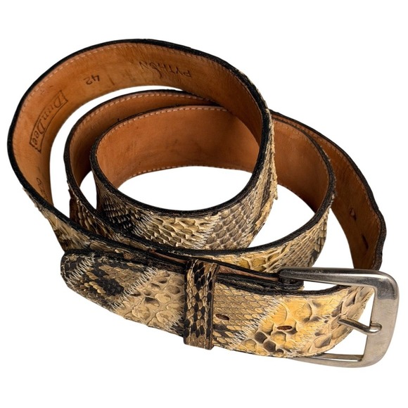 Genuine Python Snakeskin Leather Belt Tan Brown Mens Size 42 Exotic Western USA - Picture 8 of 16